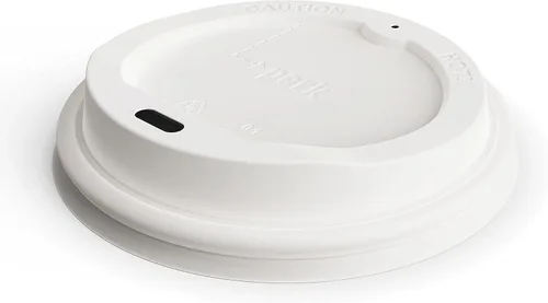 Vista 3 de Perk Tapas calientes de plástico compostable, 50 unidades desechables