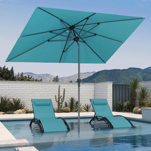 Vista 70 de PURPLE LEAF - Sombrilla de patio rectangular de 6' x 4', sombrilla de mesa para exteriores con marco de aluminio, sombrilla de mercado, sombrilla