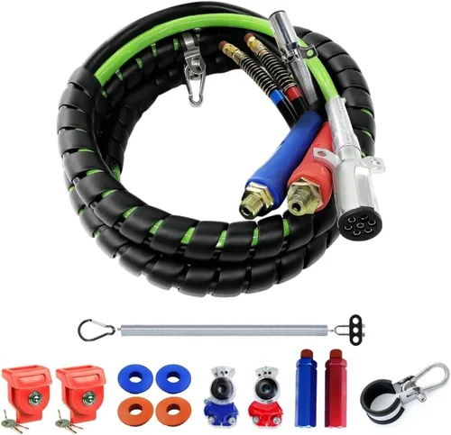 Vista 9 de TORQUE Kit de manguera de línea de alimentación de aire y potencia ABS 3 en 1 de 12 pies, manguera de aire de línea aérea con Glad Hands Wrap, cable