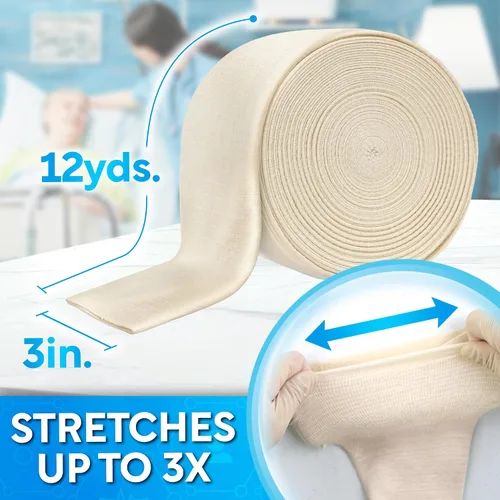 Vista 2 de JJ CARE Vendaje tubular, tubo Stockinette de 3 pulgadas x 12 yardas para tobillos y rodillas, Tubi Grip tamaño D, manga elástica reutilizable, tubos