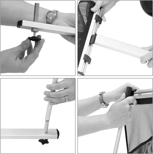 Vista 4 de Vispronet Soporte de malla para folletos – Soporte portátil de literatura de 1.8 x 4.6 pies con 4 bolsillos y bolsa de transporte, estante