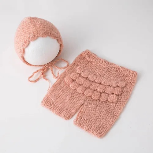 Vista 2 de Vemonllas Lindo disfraz de bebé recién nacido para niños y niñas, accesorios de fotografía, sombrero y pantalones