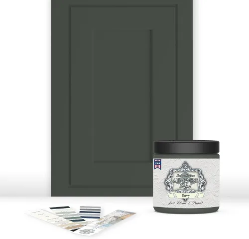 Vista 9 de Pintura TODO EN UNO, Abbey (gris cálido), Muestra de 8oz - Pintura duradera para gabinetes y muebles. Imprimación y capa superior incorporadas,