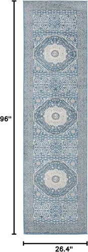 Vista 2 de SAFAVIEH Sofia Collection - Alfombra de pasillo de 2 pies 2 pulgadas x 8 pies, color azul y beige, diseño bohemio tribal envejecido, no desprende