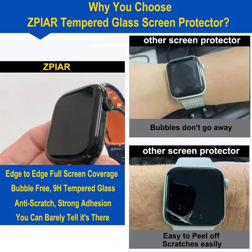 Vista 3 de ZPIAR para Apple Watch SE 3/2 Series 6/5/4 de 40 mm Protector de pantalla de vidrio templado, sin burbujas, fácil instalación, resistente a