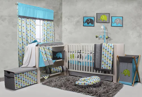 Vista 2 de Bacati - Funda para cambiador Elefantes Aqua/Lima/Gris (Aqua/Gris)
