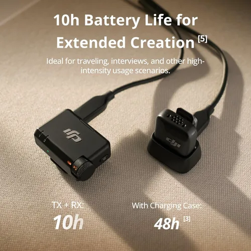 Vista 4 de DJI Mic Mini (1 TX + 1 RX), micrófono inalámbrico Lavalier para iPhone/cámara/Android, ultraligero, audio rico en detalles, cancelación de ruido