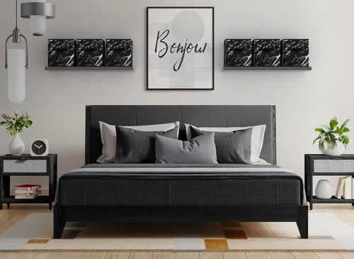 Vista 2 de Sorbus Cubos de almacenamiento de tela plegables – Cestas de organización plegables de 11 pulgadas con asa – 4 canicas negras para despensa Negro