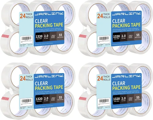 Vista 11 de JARLINK Cinta de embalaje transparente (12 rollos), cinta de embalaje resistente para embalaje de envío, sellado en movimiento, 1.88 pulgadas