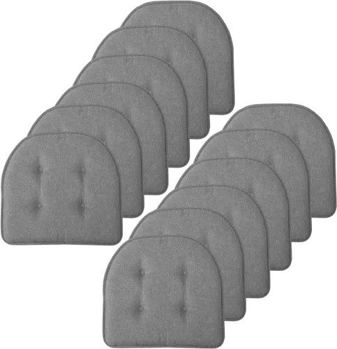 Vista 17 de Sweet Home Collection - Cojín de asiento de espuma viscoelástica y respaldo de caucho antideslizante con capitoné para silla, cojín en U, 17x16 Gris