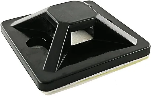 Vista 2 de HS Soportes de sujeción de 3/4 pulgadas autoadhesivos con agujero para tornillo, soporte de base de montaje para bridas de cables (paquete de 100)