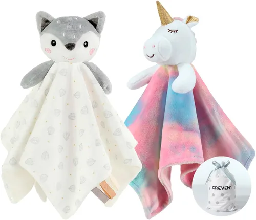 Vista 32 de CREVENT Manta de seguridad facial de animales de felpa suave para niños y niñas, gran regalo para cumpleaños, baby shower (perro azul + etiqueta)