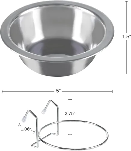 Vista 7 de petmaker Tazones para mascotas colgantes de acero inoxidable para perros y gatos - Jaula, perrera y alimentador de canastas para alimentos y agua