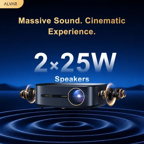 Vista 8 de Alvar Upgraded 4K Supported Smart Projector with 2500 ANSI, 50W DoIby Audio Black