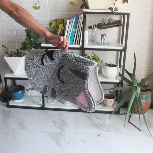 Vista 4 de Alfombra de baño de microfibra novedosa para baño (gris, 50 23.6 in)