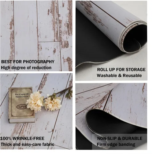 Vista 5 de Kate Tapete con textura de madera, telón de fondo, para fotografía, tapete de goma para fotógrafos profesionales, accesorios de estudio, 5 x 4 pies