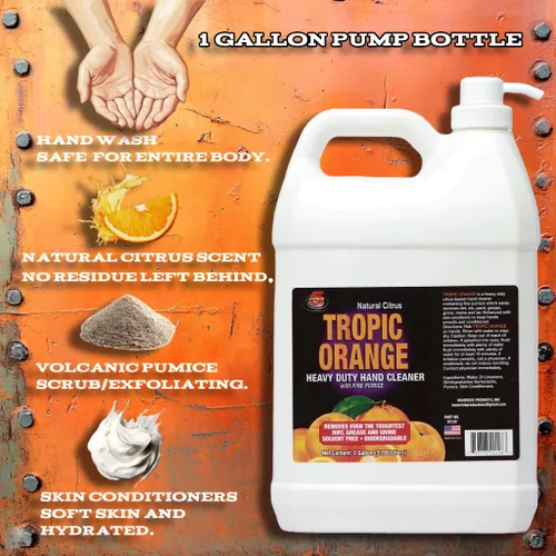 Vista 2 de Force 5 Tropic Orange - Limpiador de manos resistente con piedra pómez fina. Limpiador de manos industrial, limpiador de manos de loción de acción