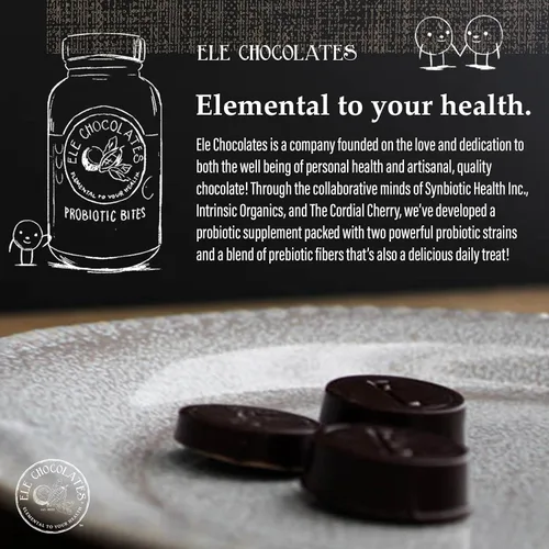 Vista 6 de Suplemento probiótico diario de chocolate negro muerde 3 mil millones de UFC para la salud intestinal digestiva, apoyo inmunológico para mujeres