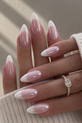 Vista 36 de AzureBeauty Short Almond French Tip Press On Nails, Glazed Donut, 32 Pcs 0-Glazed Donut French Tip