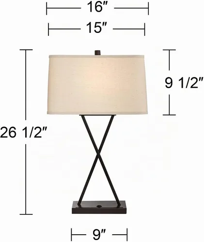 Vista 5 de Megan - Juego de lámparas de mesa de 26.5 pulgadas de alto, 2 bombillas LED, puertos USB, carga A+C