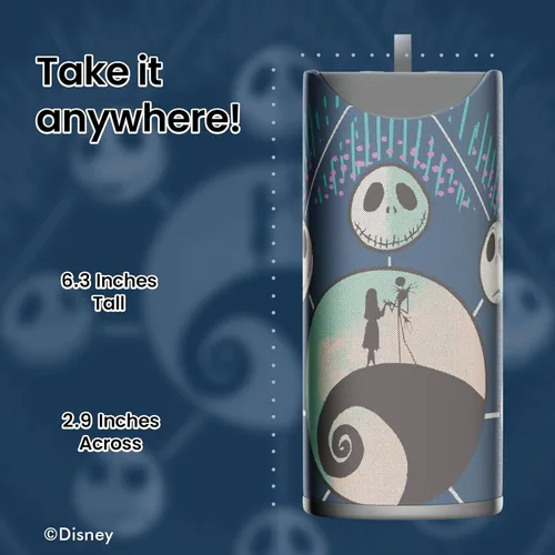 Vista 5 de Disney Tim Burton's The Nightmare Before Christmas Altavoz Bluetooth - Altavoz inalámbrico a prueba de salpicaduras Jack y Sally con 3 horas