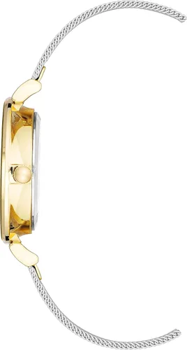 Vista 2 de Anne Klein Reloj pulsera de malla acentuada con purpurina para mujer