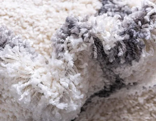 Vista 7 de Unique Loom Hygge Shag Collection - Alfombra de área enrejado (2 pies 2 pulgadas x 3 pies, rectangular, marfil / gris)