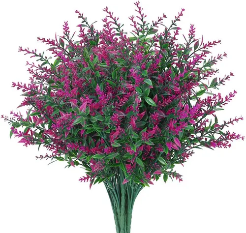 Vista 19 de GREENRAIN 8 ramilletes de flores artificiales de lavanda 3#amarillo