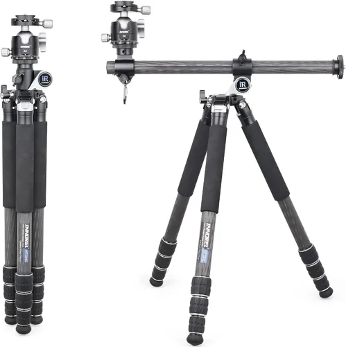Vista 10 de INNOREL Trípode horizontal de fibra de carbono de 10 capas HT284C con columna central giratoria de 360 grados para DSLR, video, videocámara, cámara