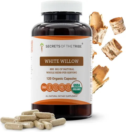 Vista 6 de Secrets of the Tribe Cápsulas de sauce blanco 800 mg de sauce blanco (Salix Alba) Corteza seca (60 cápsulas)