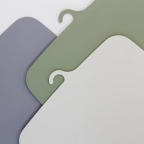 Vista 7 de Juego de tablas de cortar de Corea para cocina, juego de 3 tablas de cortar con colgador de soporte, bandeja para hornear