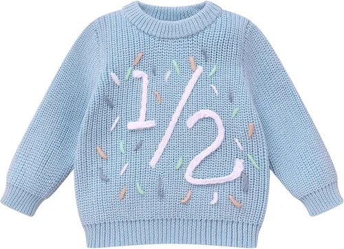 Vista 50 de Suéter de primer cumpleaños para bebés y niñas de un año de edad, sesión de fotos, otoño e invierno