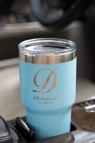 Vista 2 de The Personal Exchange Vaso recubierto de polvo con monograma de 30 oz con aislamiento de doble pared elige tu