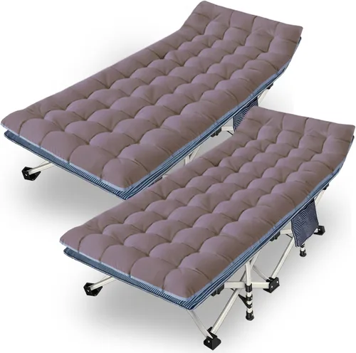 Vista 12 de Paquete de 2 catres de camping con colchón, cama de catre cómoda, catre plegable, catres resistentes para dormir con bolsa de transporte