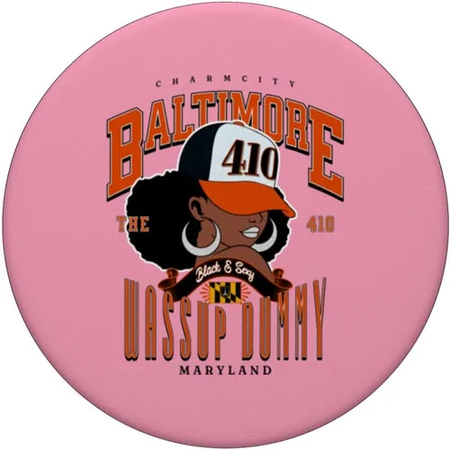 Vista 3 de 410 Código de área Baltimore Maryland Flag Blaq Girl Bmore Pride PopSockets estándar PopGrip