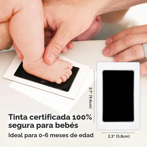 Vista 4 de Kit de huellas de manos y huellas para bebé sin tinta para recién nacido Gris nube/dorado