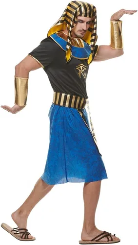 Vista 6 de EraSpooky Disfraz egipcio para hombre, faraón, túnica antigua, vestido de Egipto