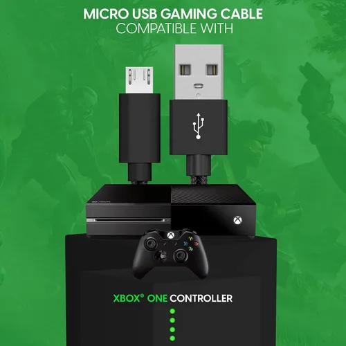 Vista 6 de TALK WORKS Cable de carga micro USB compatible con el controlador Xbox One Cable de carga rápido trenzado de 6 pies de largo para X-Box 1