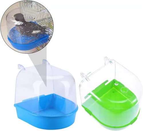 Vista 2 de GANAZONO 2 bañeras de pájaros para pájaros pequeños loros bañeras con apertura curvada para mascotas, para periquitos canarios y más