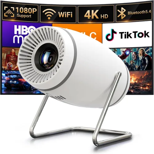 Vista 10 de 【Aplicaciones integradas】Mini proyector con WiFi y Bluetooth, proyector portátil de soporte 1080P 4K, proyector de películas para dormitorio