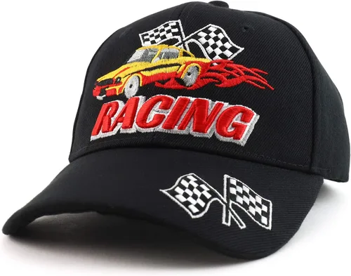 Vista 19 de Trendy Apparel Shop Gorra de béisbol con bandera de carreras bordada en 3D