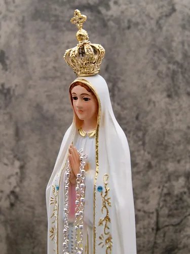 Vista 8 de Estatua de Nuestra Señora de Fátima con ojos de cristal de 12 pulgadas fabricada en Portugal