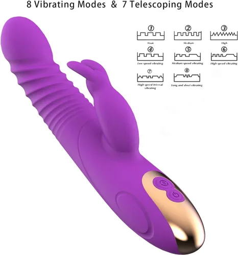 Vista 2 de Nuevos juguetes para adultos de empuje para mujeres, juguete impermeable de silicona suave con 8 modos de frecuencia y 7 modos de empuje