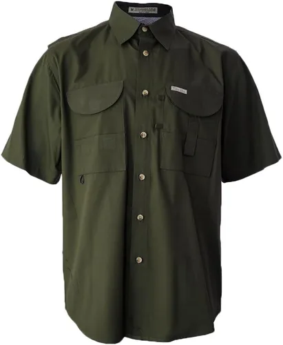 Vista 14 de Camisa de manga corta con botones de pesca para hombre, transpirable, para exteriores, casual, ligera