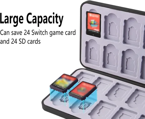 Vista 3 de YUNKOZAND Switch Game Card Case Compatible with SwitchOLEDLite,Portable Switch Game Holder with 24 Games Cartridge Slot&24 SD Card Storage, Travel