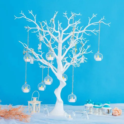 Vista 15 de Sziqiqi Árbol artificial negro para centro de mesa, pequeños árboles falsos de 1.9 pies, árbol sintético para fiesta, cumpleaños, jardín, hogar
