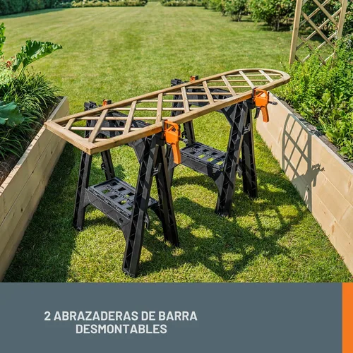 Vista 6 de Worx WX065.3 Caballetes de sujeción con abrazaderas de barra y regla triangular de metal de 7 pulgadas