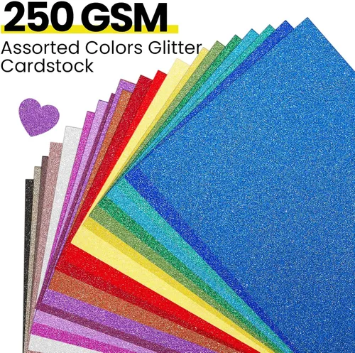 Vista 3 de Zhanmai 160 hojas de cartulina con purpurina, 20 colores, papel grueso con purpurina para el regreso a la escuela, suministros para manualidades