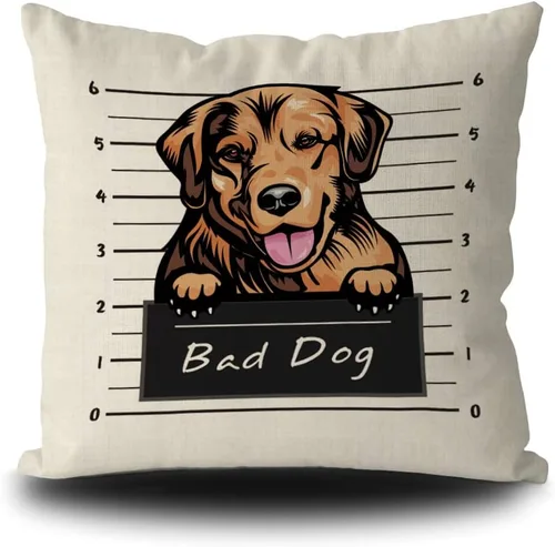Vista 6 de Fundas de almohada de perro pastor alemán de 16 x 16 pulgadas, decoración de animales de perro malo, fundas de almohada de lino para sofá