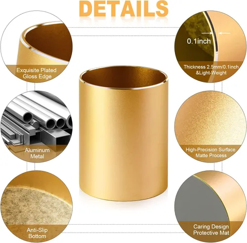 Vista 2 de Soporte para bolígrafo para escritorio, taza de metal para bolígrafo, organizador de bolígrafos de escritorio y taza para lápices para accesorios